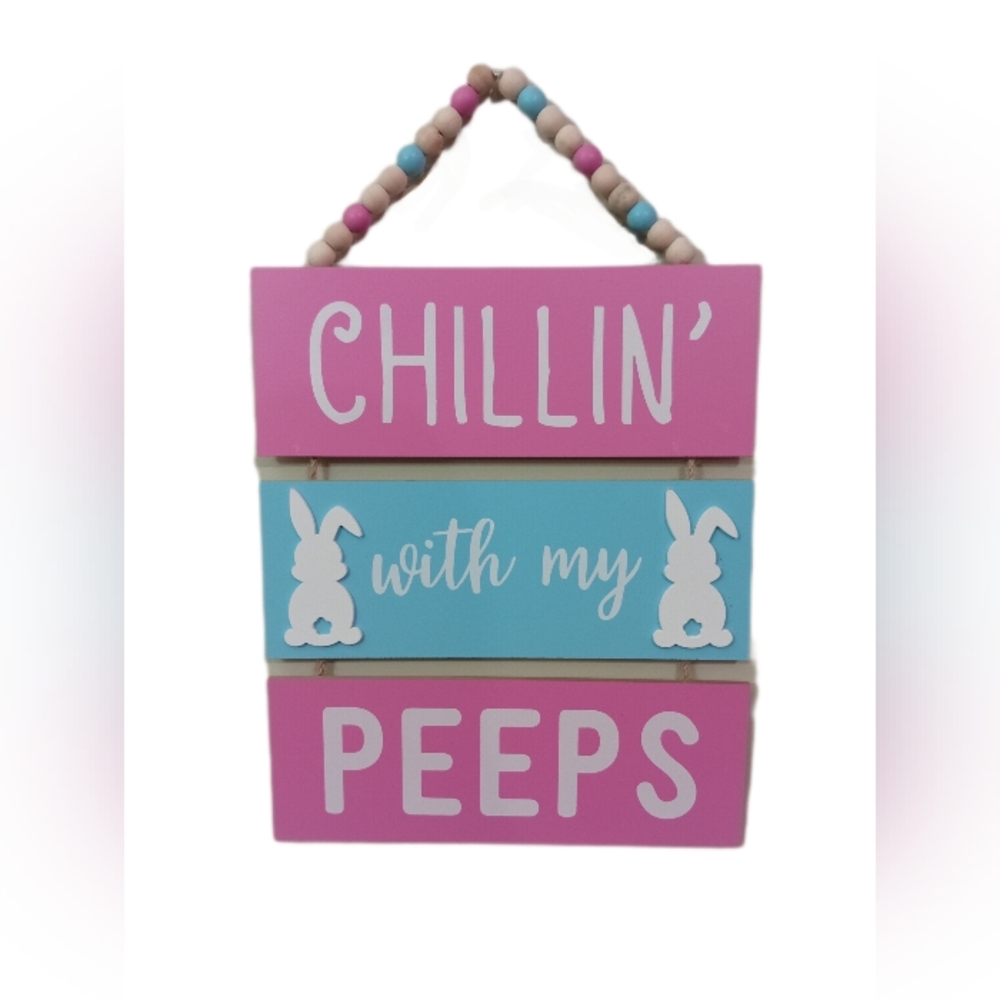 Pink and Blue Wall Decor Sign